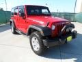 2010 Flame Red Jeep Wrangler Unlimited Rubicon 4x4  photo #1