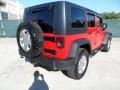 2010 Flame Red Jeep Wrangler Unlimited Rubicon 4x4  photo #3