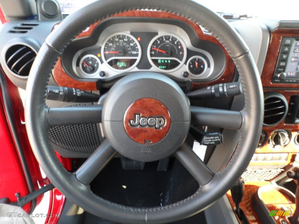 2010 Jeep Wrangler Unlimited Rubicon 4x4 Dark Slate Gray/Medium Slate Gray Steering Wheel Photo #54950890