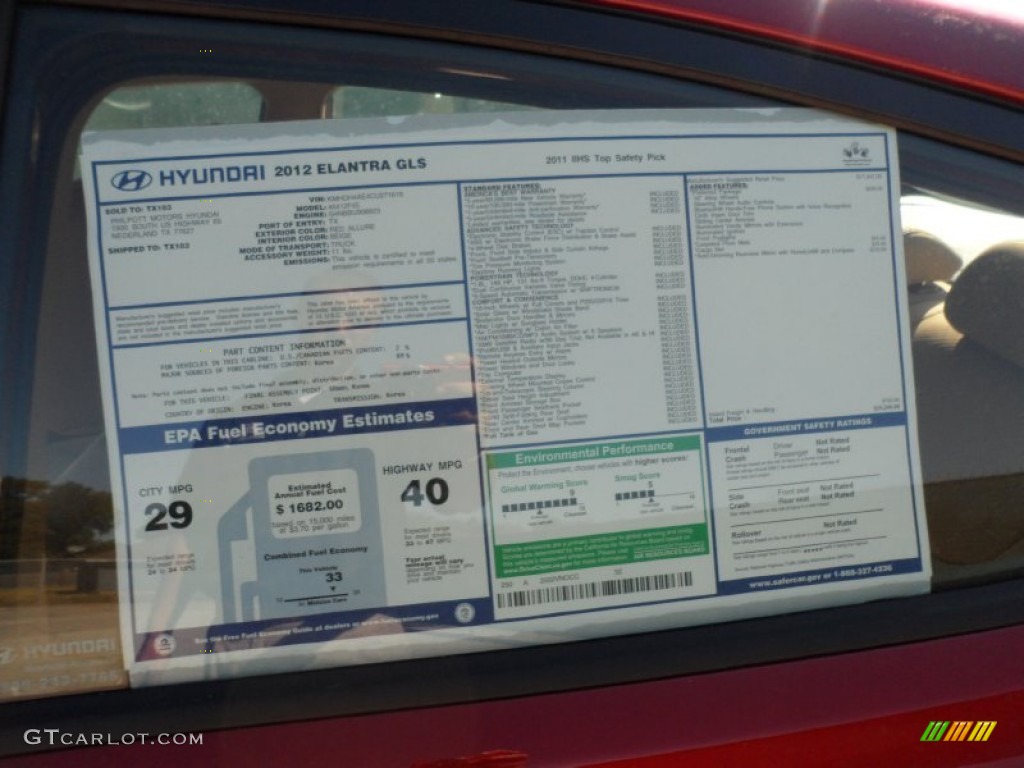 2012 Elantra GLS - Red Allure / Beige photo #29