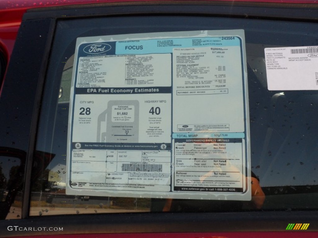 2012 Ford Focus SE SFE Sedan Window Sticker Photo #54955156