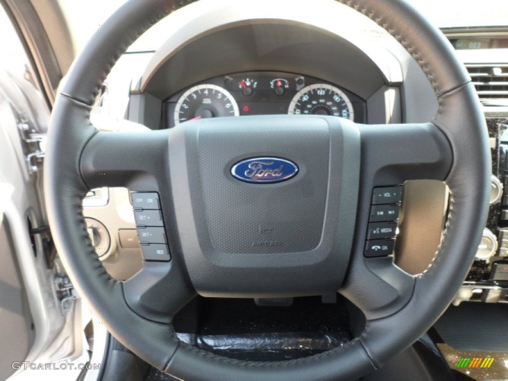 2012 Ford Escape Limited V6 Charcoal Black Steering Wheel Photo #54955483