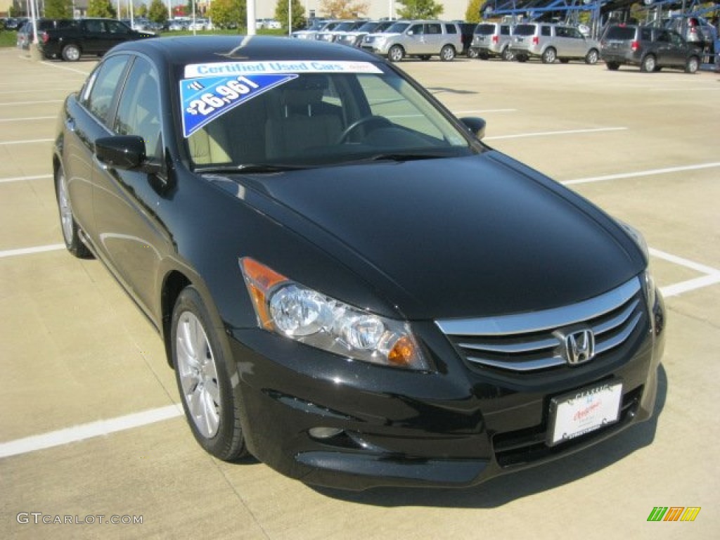 2011 Accord EX-L V6 Sedan - Crystal Black Pearl / Ivory photo #1