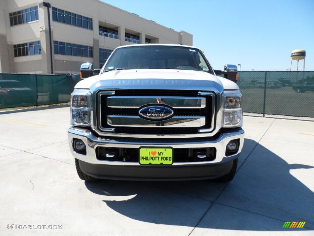 2012 F250 Super Duty Lariat Crew Cab 4x4 - White Platinum Metallic Tri-Coat / Adobe photo #8