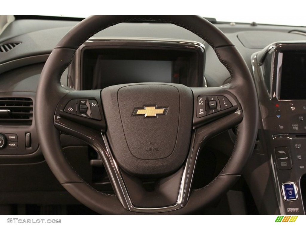2012 Chevrolet Volt Hatchback Jet Black/Dark Accents Steering Wheel Photo #54958489