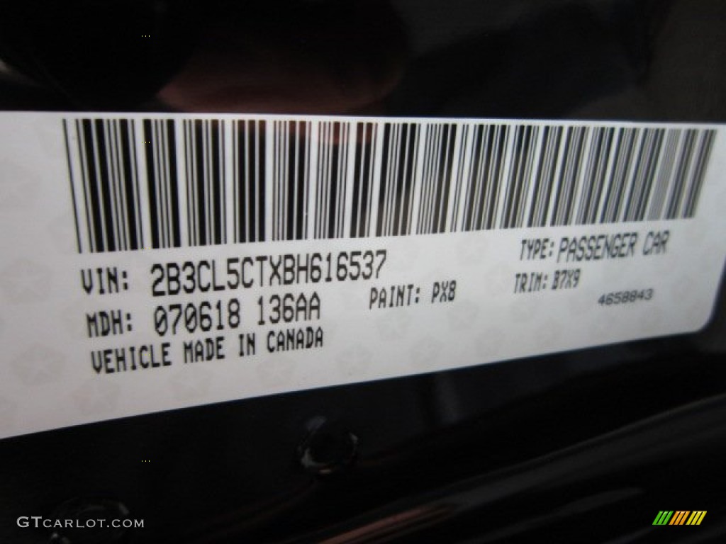 2011 Charger Color Code PX8 for Pitch Black Photo #54961156