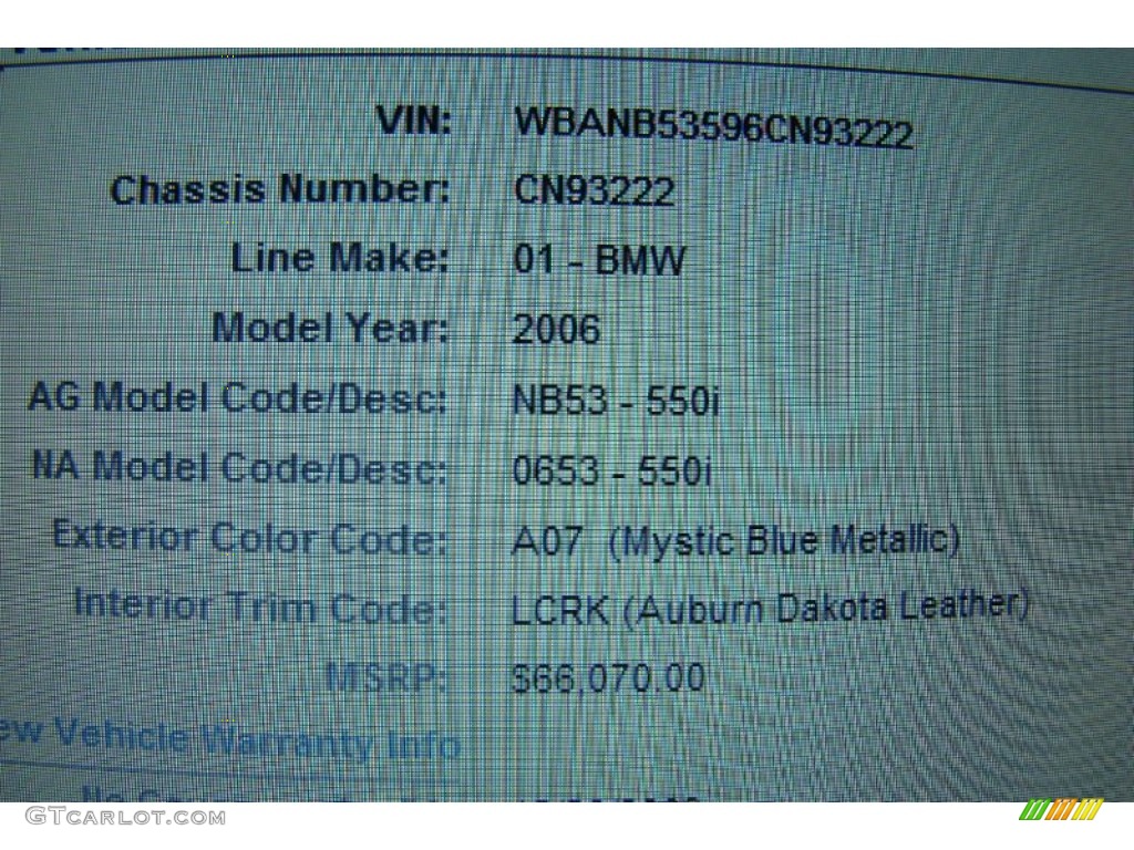2006 5 Series 550i Sedan - Mystic Blue Metallic / Auburn Dakota Leather photo #84