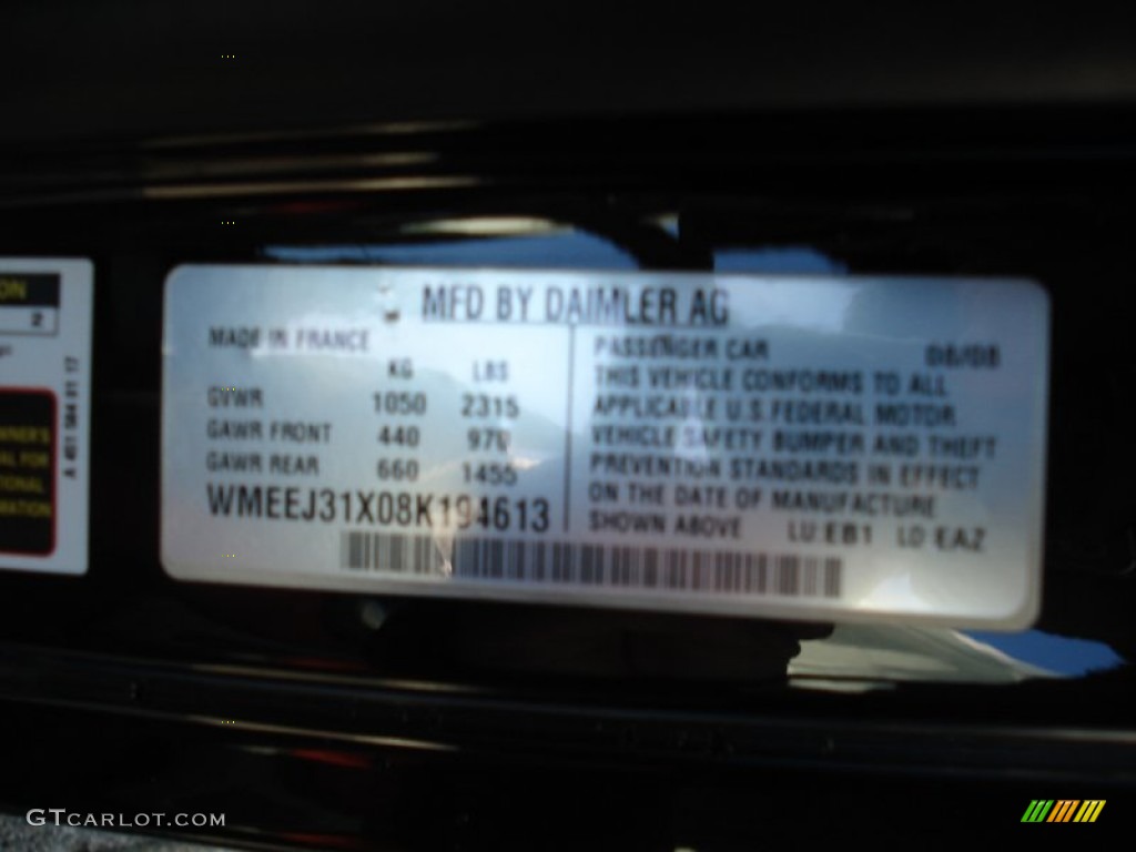 2008 Smart fortwo passion coupe Info Tag Photo #54968485