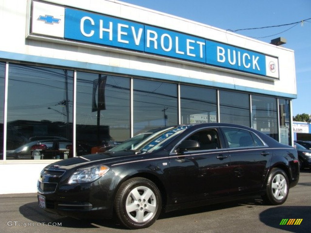 2008 Malibu LS Sedan - Black Granite Metallic / Titanium Gray photo #1