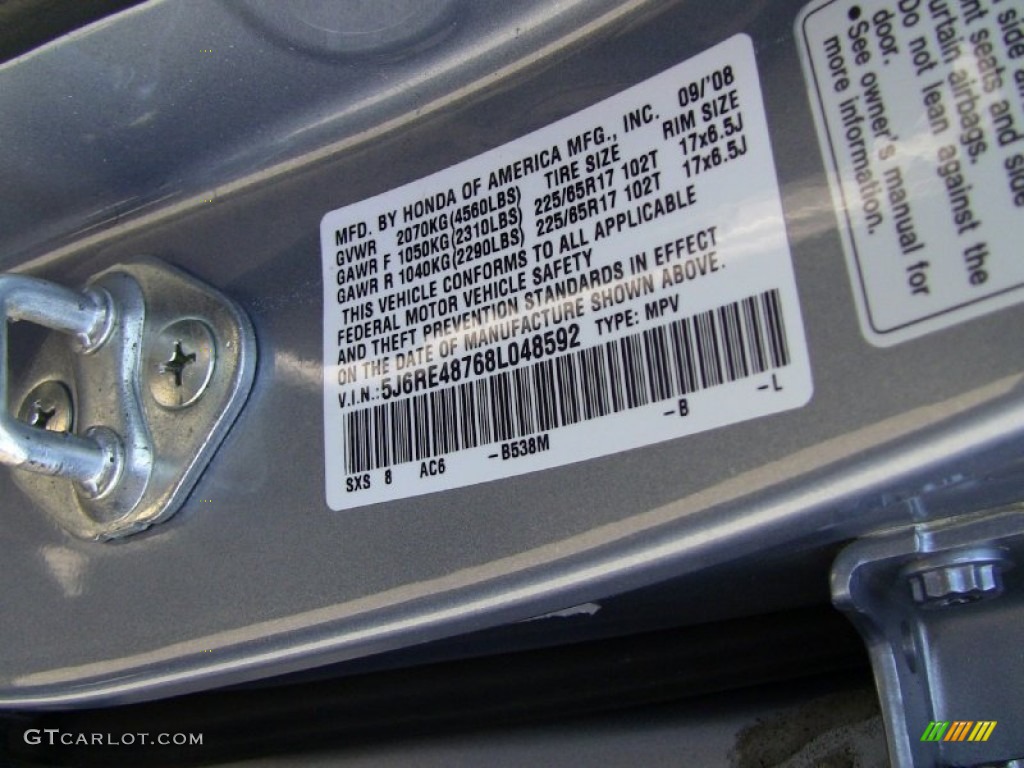 2008 CR-V EX-L 4WD - Glacier Blue Metallic / Gray photo #27