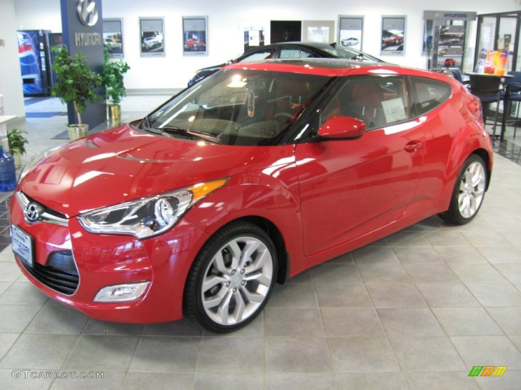 2012 Veloster  - Boston Red / Black/Red photo #2