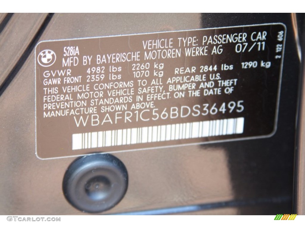 2011 5 Series 528i Sedan - Dark Graphite Metallic / Oyster/Black photo #8