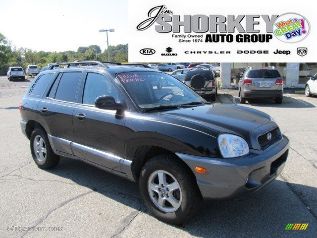 2004 Santa Fe GLS 4WD - Black Obsidian / Beige photo #1