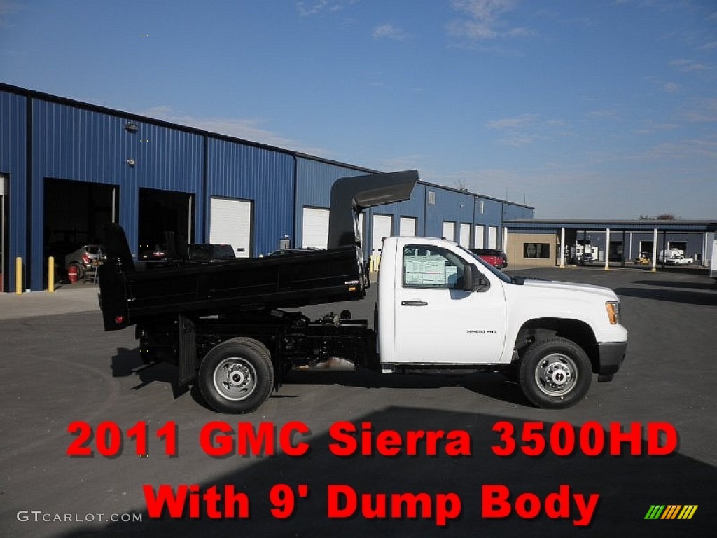 2011 Sierra 3500HD Work Truck Regular Cab Chassis Dump Truck - Summit White / Dark Titanium photo #1