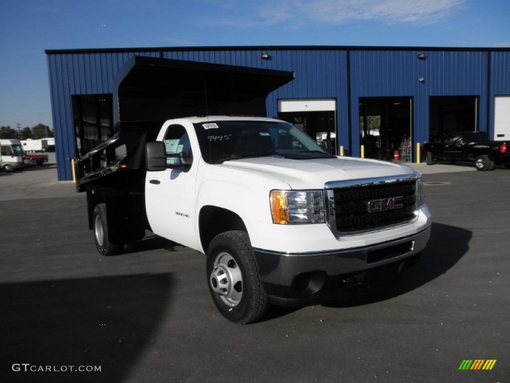 Summit White 2011 GMC Sierra 3500HD Work Truck Regular Cab Chassis Dump Truck Exterior Photo #54981327