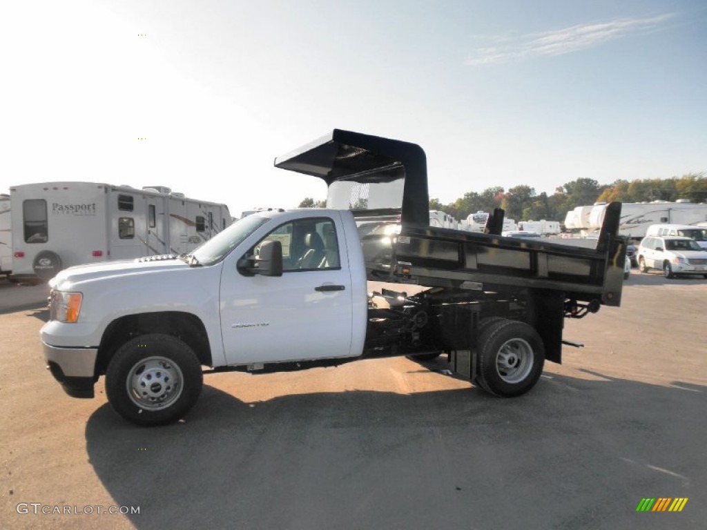 Summit White 2011 GMC Sierra 3500HD Work Truck Regular Cab Chassis Dump Truck Exterior Photo #54981349