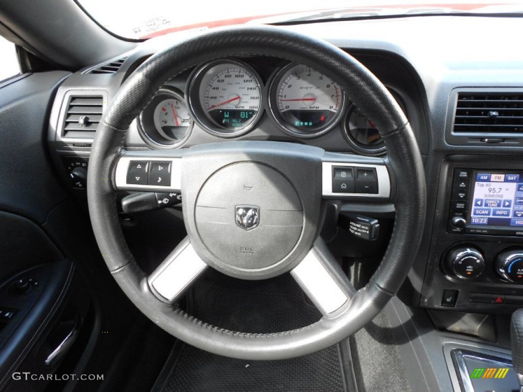 2010 Dodge Challenger SRT8 Dark Slate Gray Steering Wheel Photo #54983363