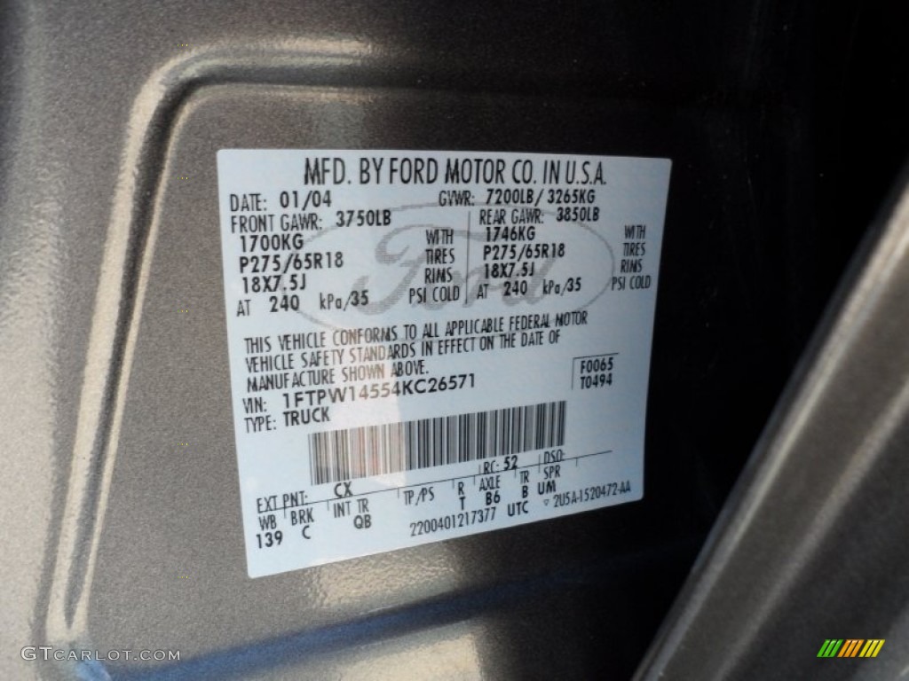 2004 F150 FX4 SuperCrew 4x4 - Dark Shadow Grey Metallic / Black/Medium Flint photo #44
