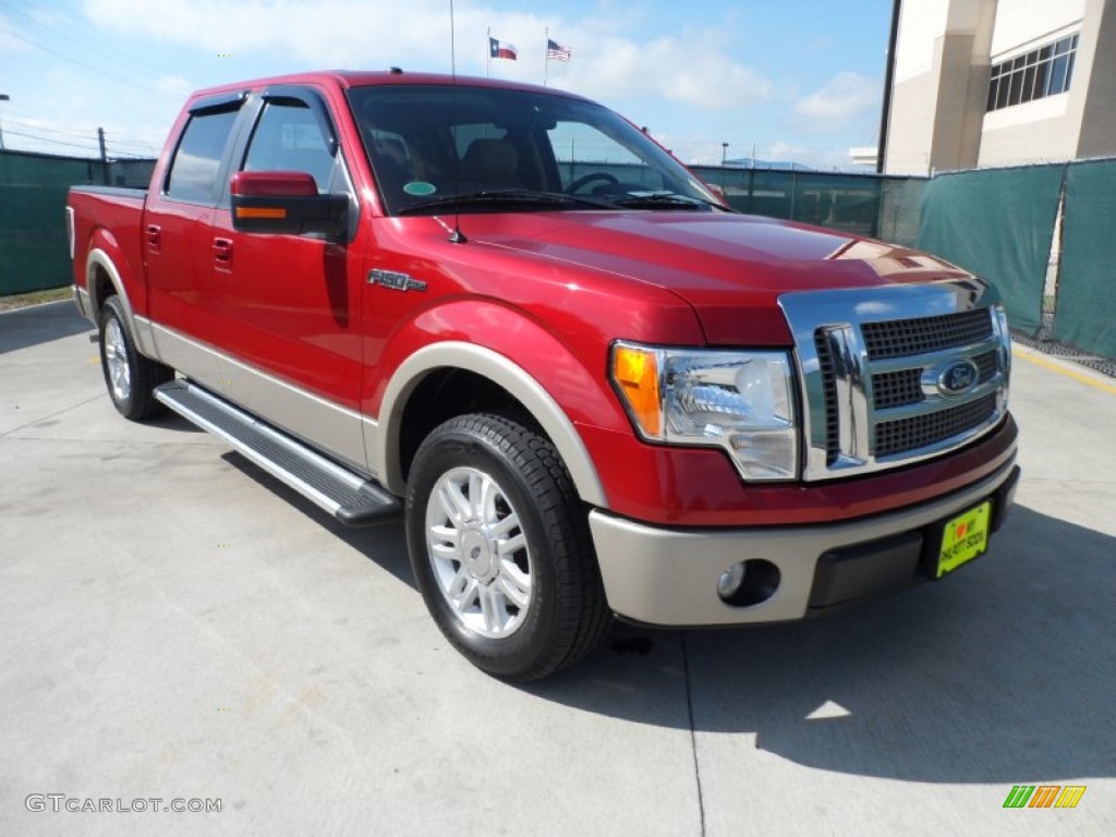 2010 F150 Lariat SuperCrew - Red Candy Metallic / Tan photo #1