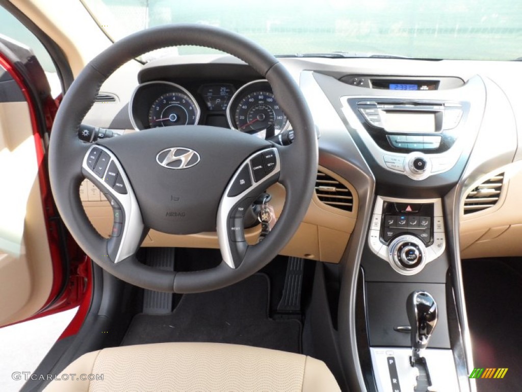 2012 Hyundai Elantra Limited Beige Dashboard Photo #55006402