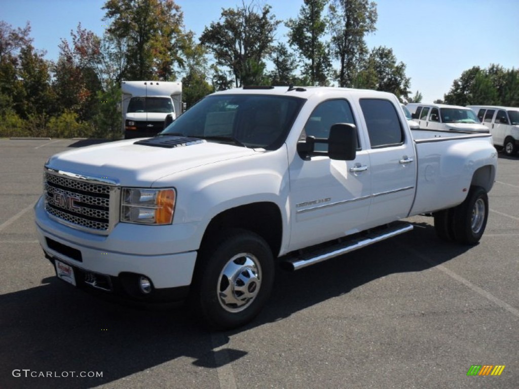 Summit White 2012 GMC Sierra 3500HD Denali Crew Cab 4x4 Dually Exterior Photo #55007014
