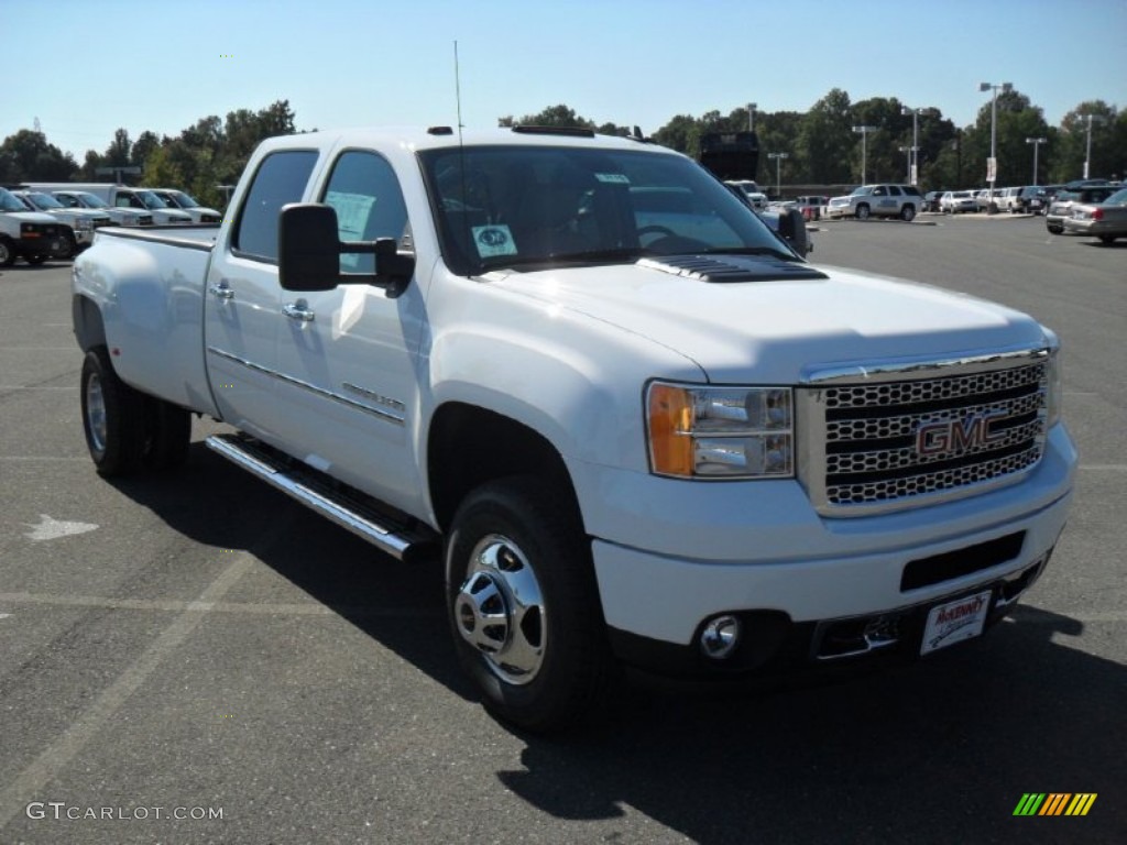 Summit White 2012 GMC Sierra 3500HD Denali Crew Cab 4x4 Dually Exterior Photo #55007053