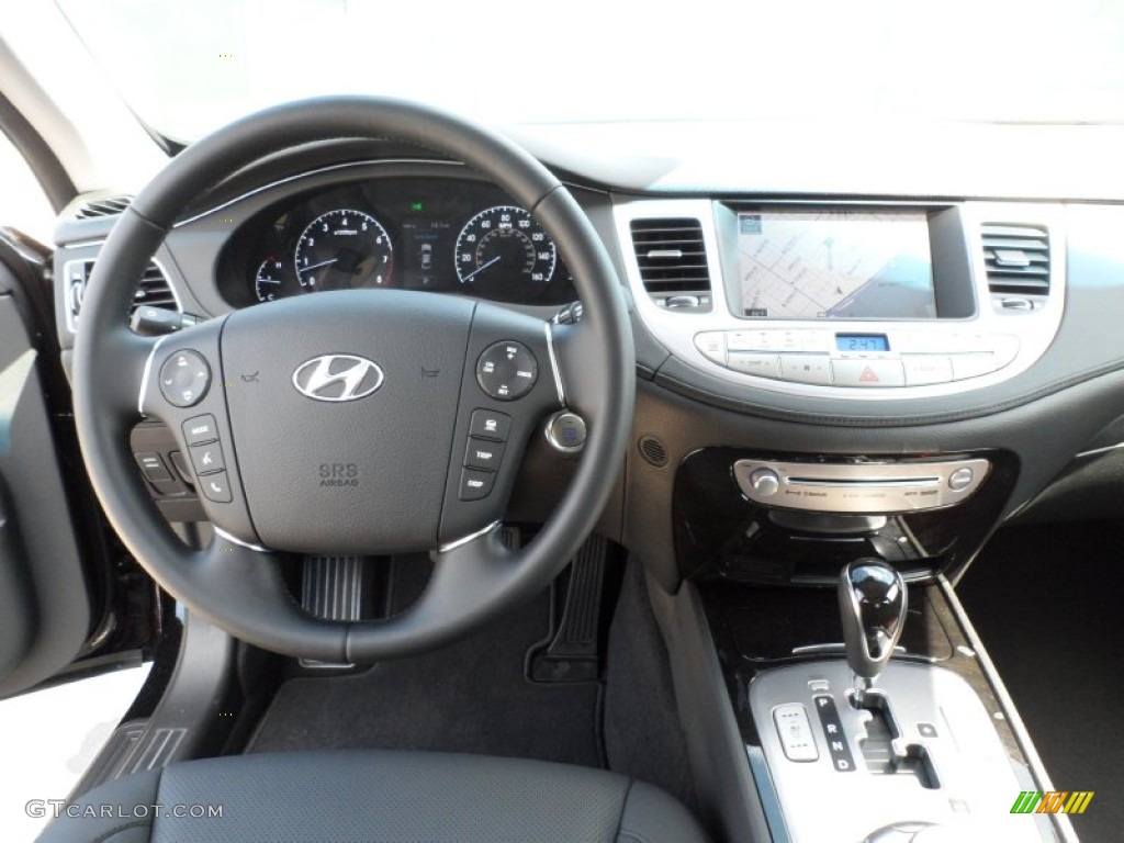 2012 Hyundai Genesis 5.0 R Spec Sedan Jet Black Dashboard Photo #55007062