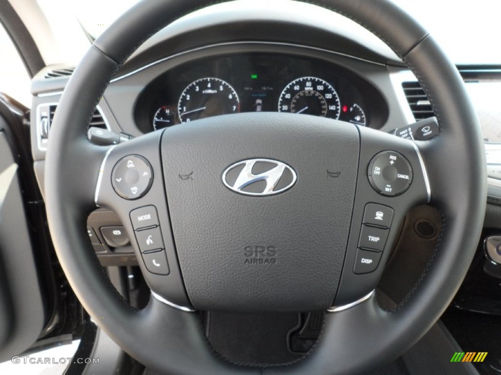 2012 Hyundai Genesis 5.0 R Spec Sedan Jet Black Steering Wheel Photo #55007122