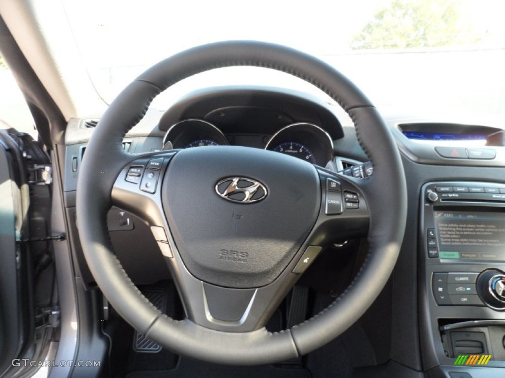2012 Hyundai Genesis Coupe 3.8 Grand Touring Black Leather Steering Wheel Photo #55007721