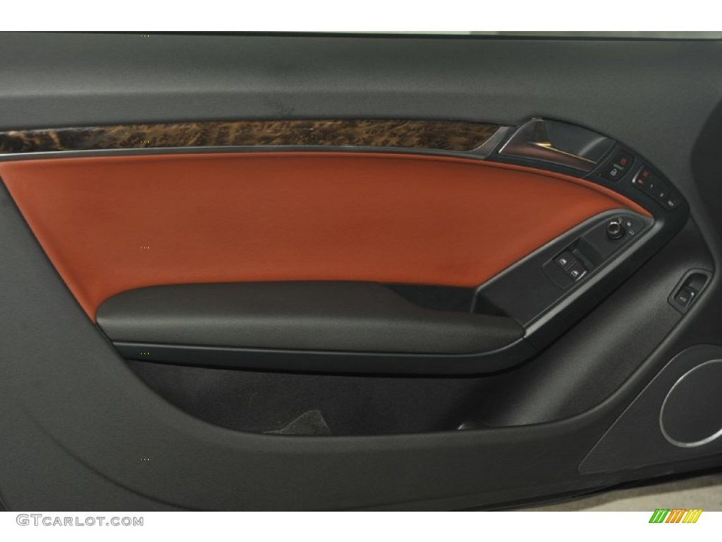2009 Audi S5 4.2 quattro Tuscan Brown Silk Nappa Leather Door Panel Photo #55024347