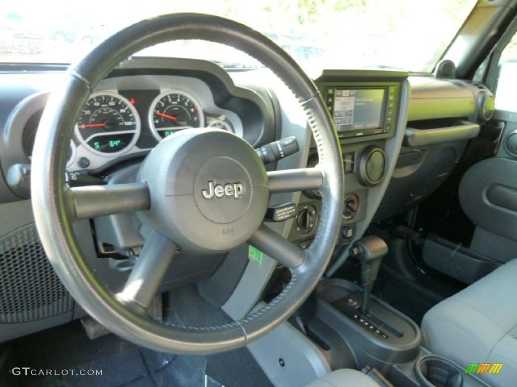 2009 Jeep Wrangler Rubicon 4x4 Dark Slate Gray/Medium Slate Gray Steering Wheel Photo #55026198