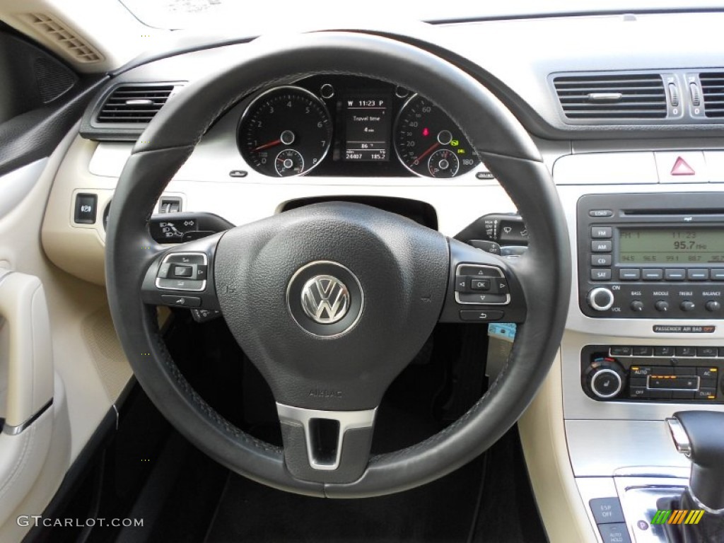 2009 Volkswagen CC VR6 Sport Cornsilk Beige Two-Tone Steering Wheel Photo #55029378