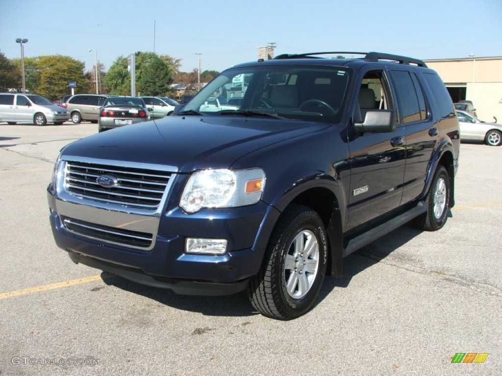 2008 Explorer XLT 4x4 - Dark Blue Pearl Metallic / Black/Stone photo #3