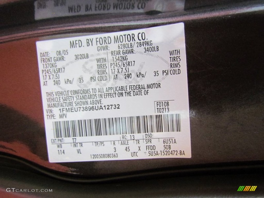 2006 Explorer Color Code T7 for Dark Stone Metallic Photo #55041795