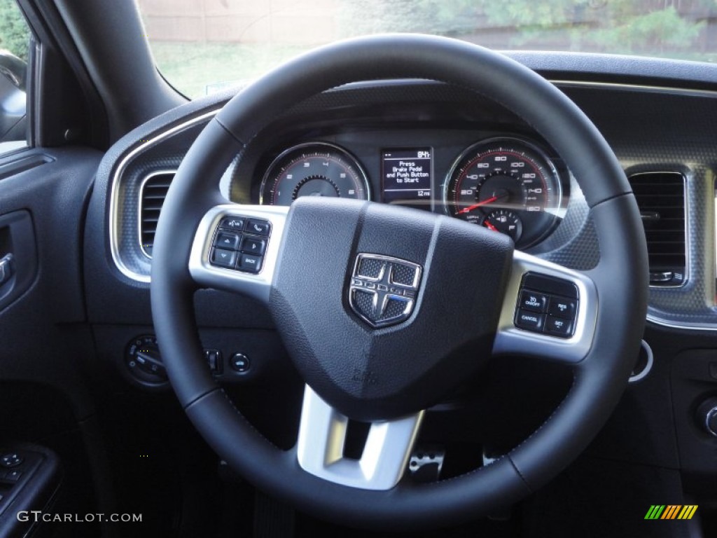 2011 Dodge Charger R/T Mopar '11 Black/Mopar Blue Steering Wheel Photo #55046925