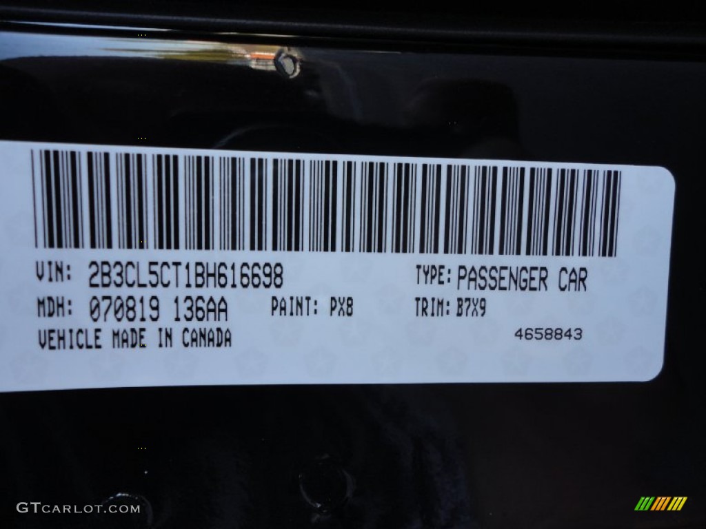 2011 Charger Color Code PX8 for Pitch Black Photo #55047036