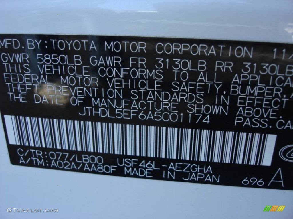 2010 LS Color Code 077 for Starfire Pearl Photo #55049754
