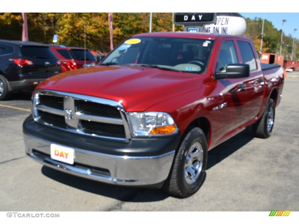 2010 Ram 1500 ST Crew Cab 4x4 - Inferno Red Crystal Pearl / Dark Slate/Medium Graystone photo #3