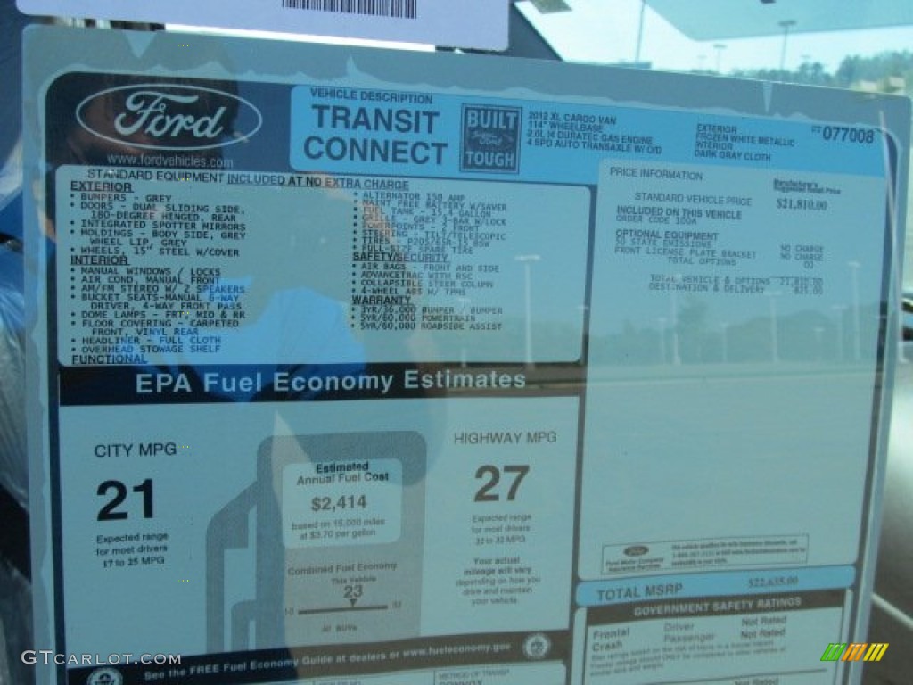 2012 Ford Transit Connect XL Van Window Sticker Photo #55053396