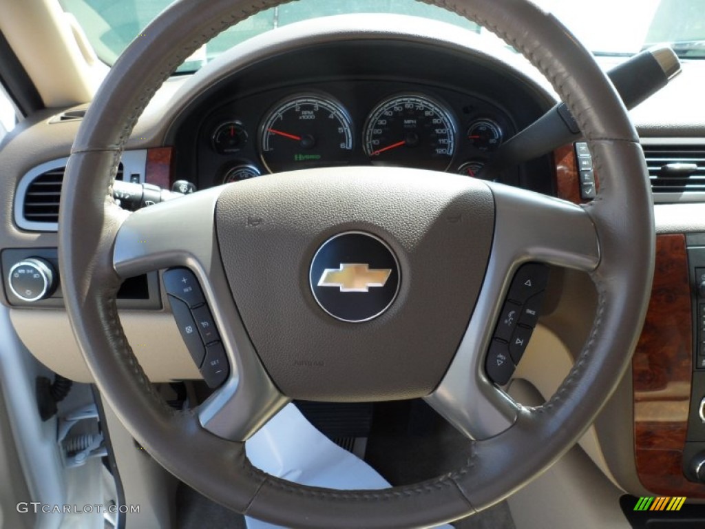 2009 Chevrolet Tahoe Hybrid Light Cashmere Steering Wheel Photo #55059753