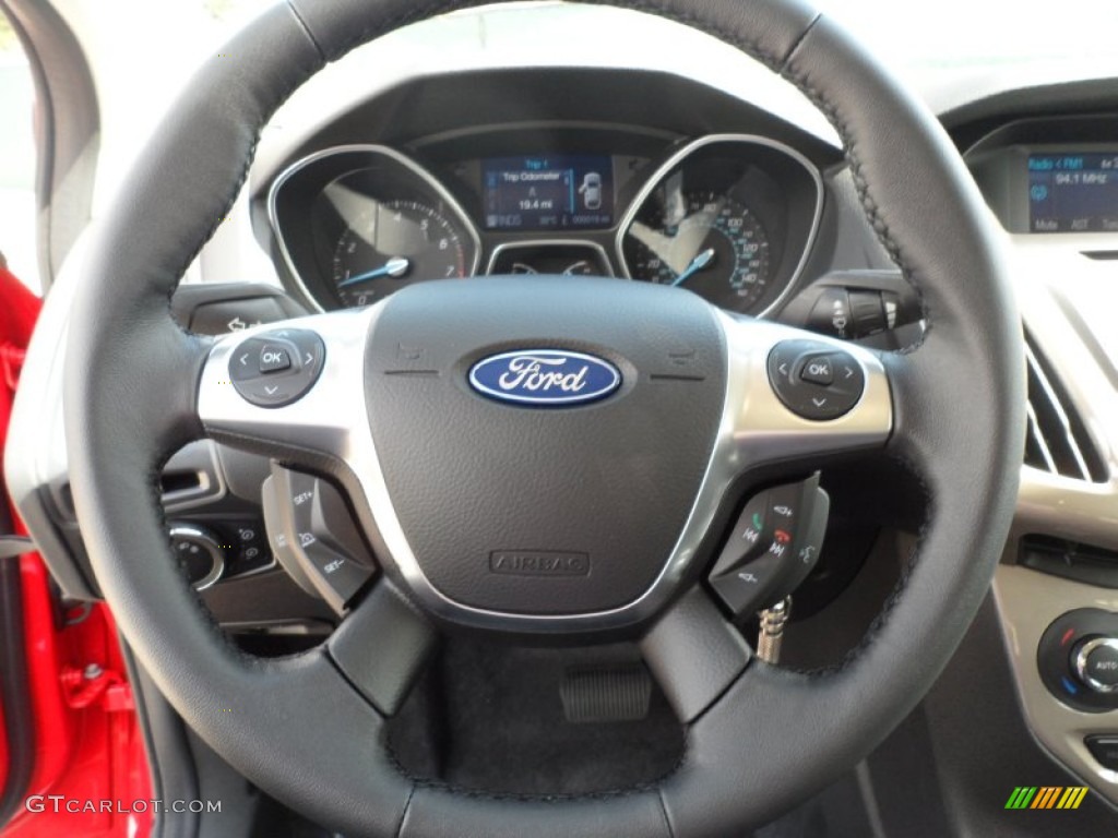 2012 Ford Focus SEL 5-Door Charcoal Black Steering Wheel Photo #55060386