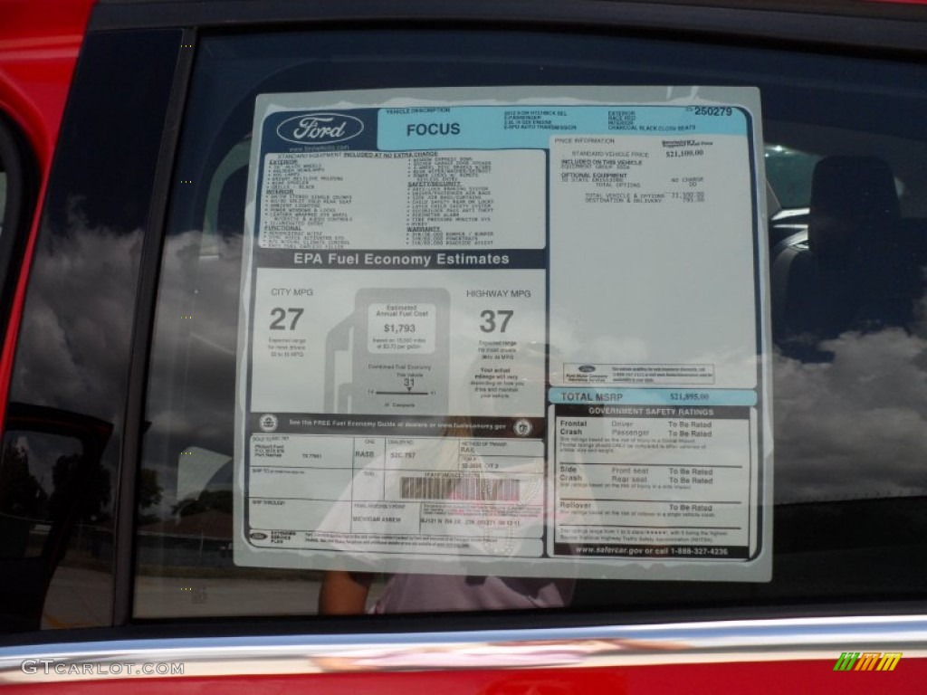 2012 Ford Focus SEL 5-Door Window Sticker Photo #55060416