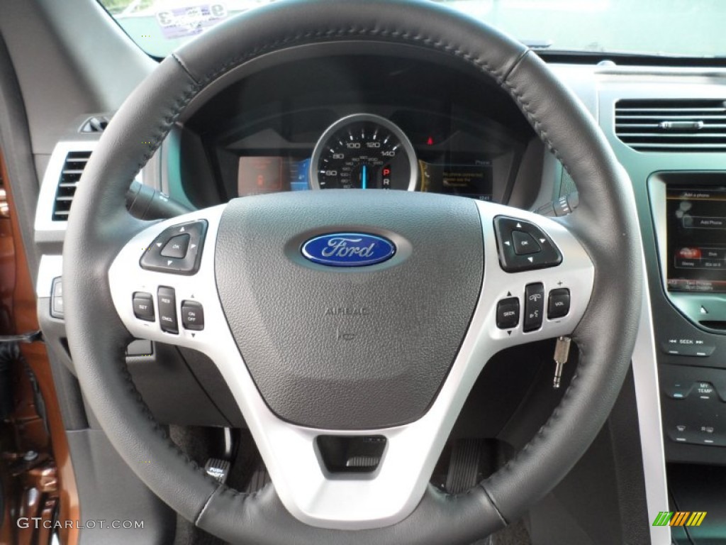 2012 Ford Explorer XLT Charcoal Black Steering Wheel Photo #55061472