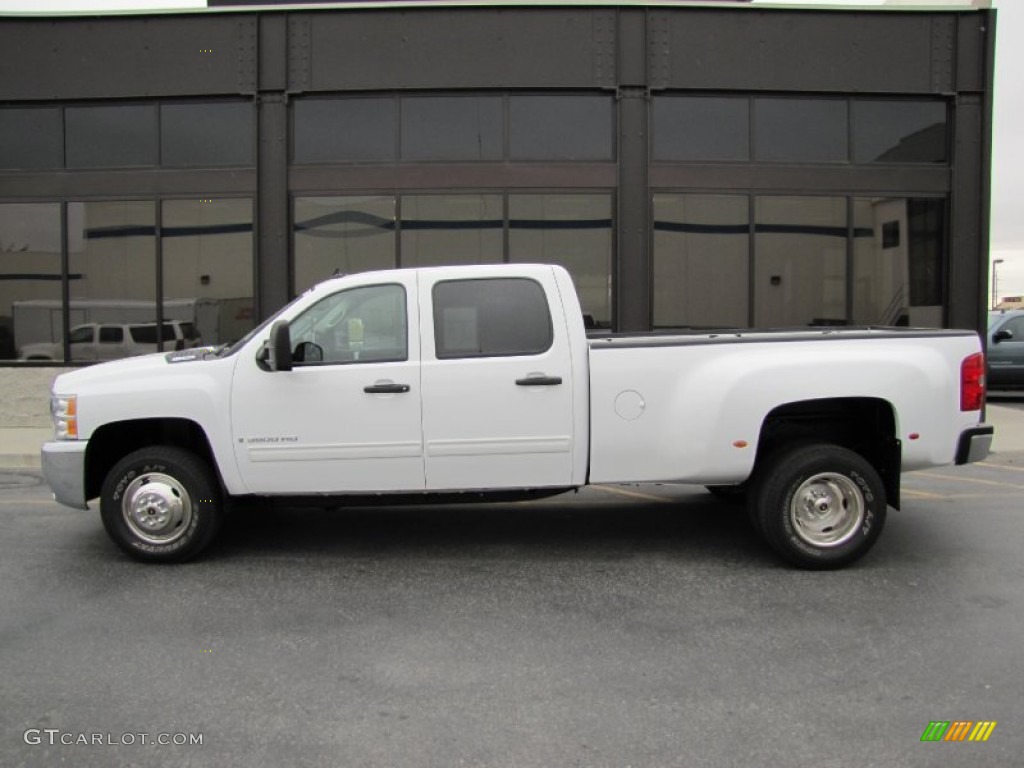 Summit White 2009 Chevrolet Silverado 3500HD LT Crew Cab 4x4 Dually Exterior Photo #55066422