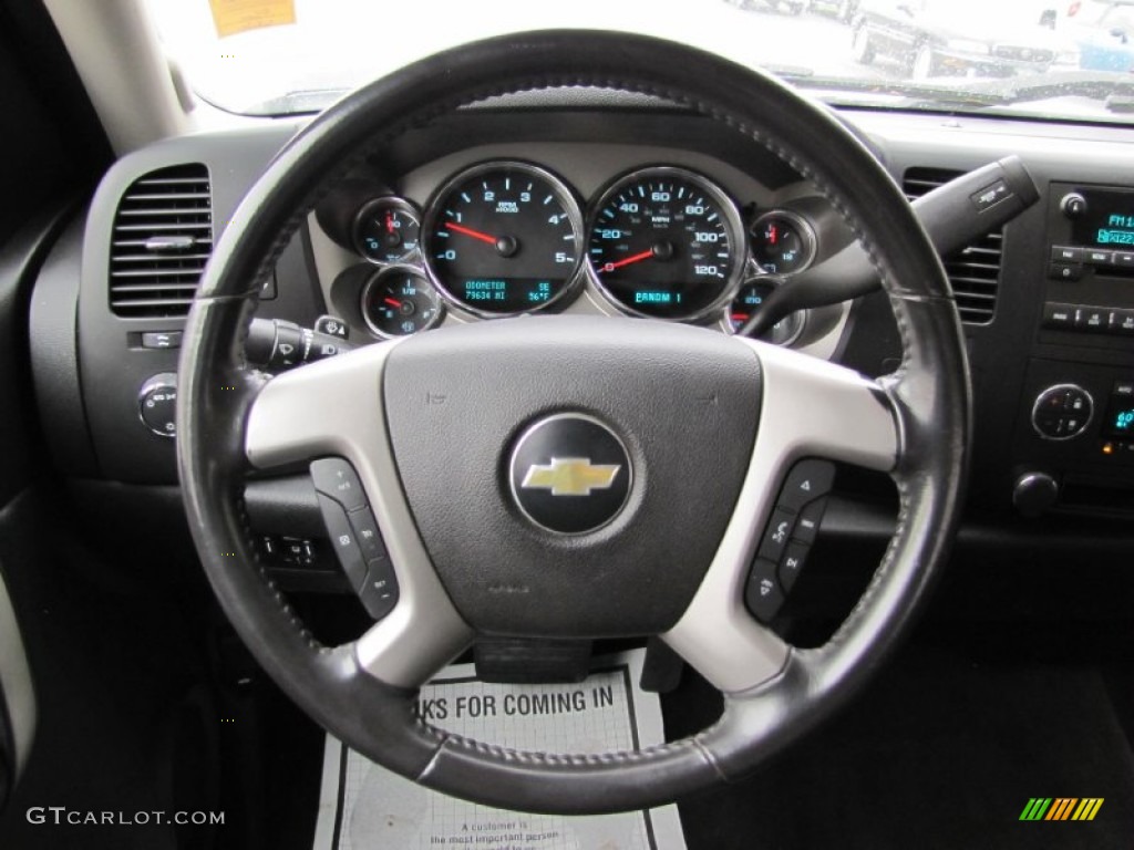 2009 Chevrolet Silverado 3500HD LT Crew Cab 4x4 Dually Ebony Steering Wheel Photo #55066446