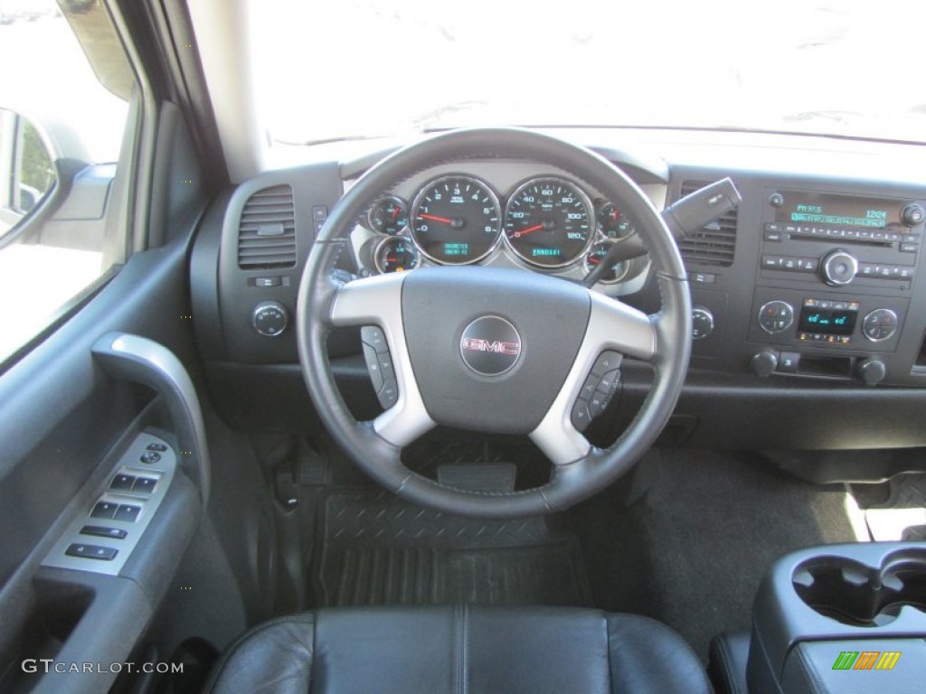 2008 GMC Sierra 1500 SLE Crew Cab 4x4 Ebony Steering Wheel Photo #55068210