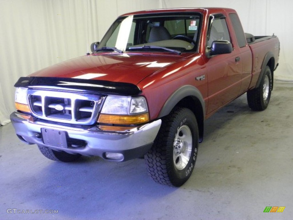 2000 Ranger XLT SuperCab 4x4 - Toreador Red Metallic / Medium Prairie Tan photo #3