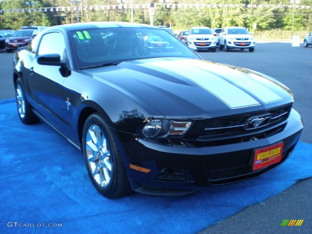 2011 Mustang V6 Premium Coupe - Ebony Black / Charcoal Black photo #5