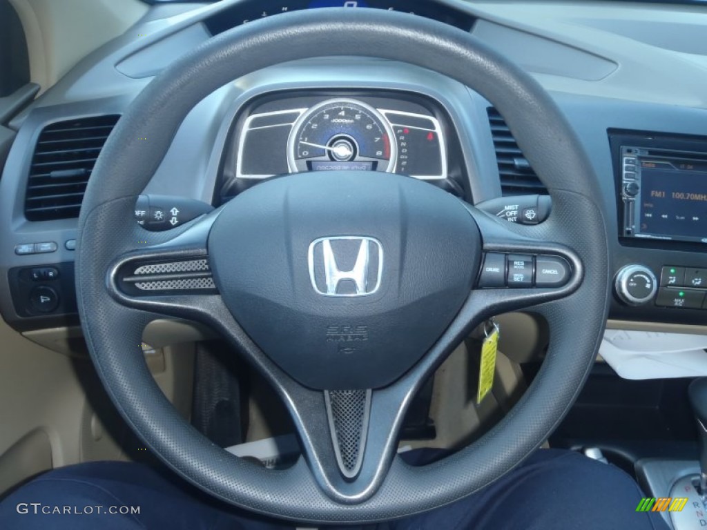 2007 Honda Civic LX Coupe Ivory Steering Wheel Photo #55073826