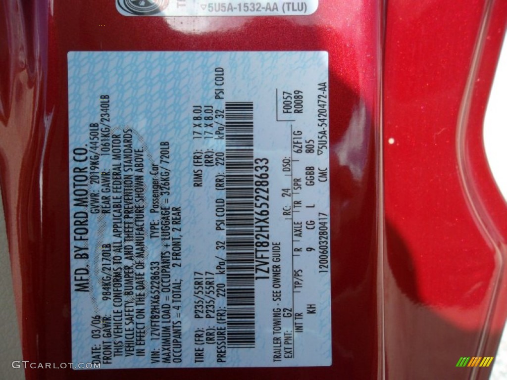 2006 Mustang Color Code G2 for Redfire Metallic Photo #55073953